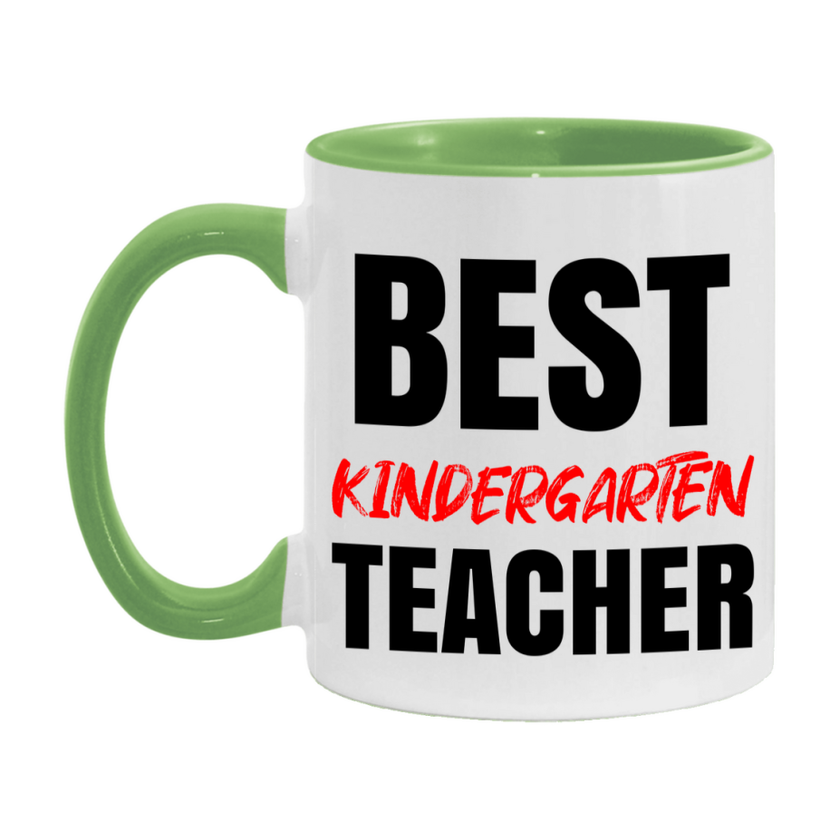 Teacher Superlative Mug, Best Kindergarten Teacher Gift, 11oz or 15oz White Ceramic Coffee Cup for Kindergarten Teacher