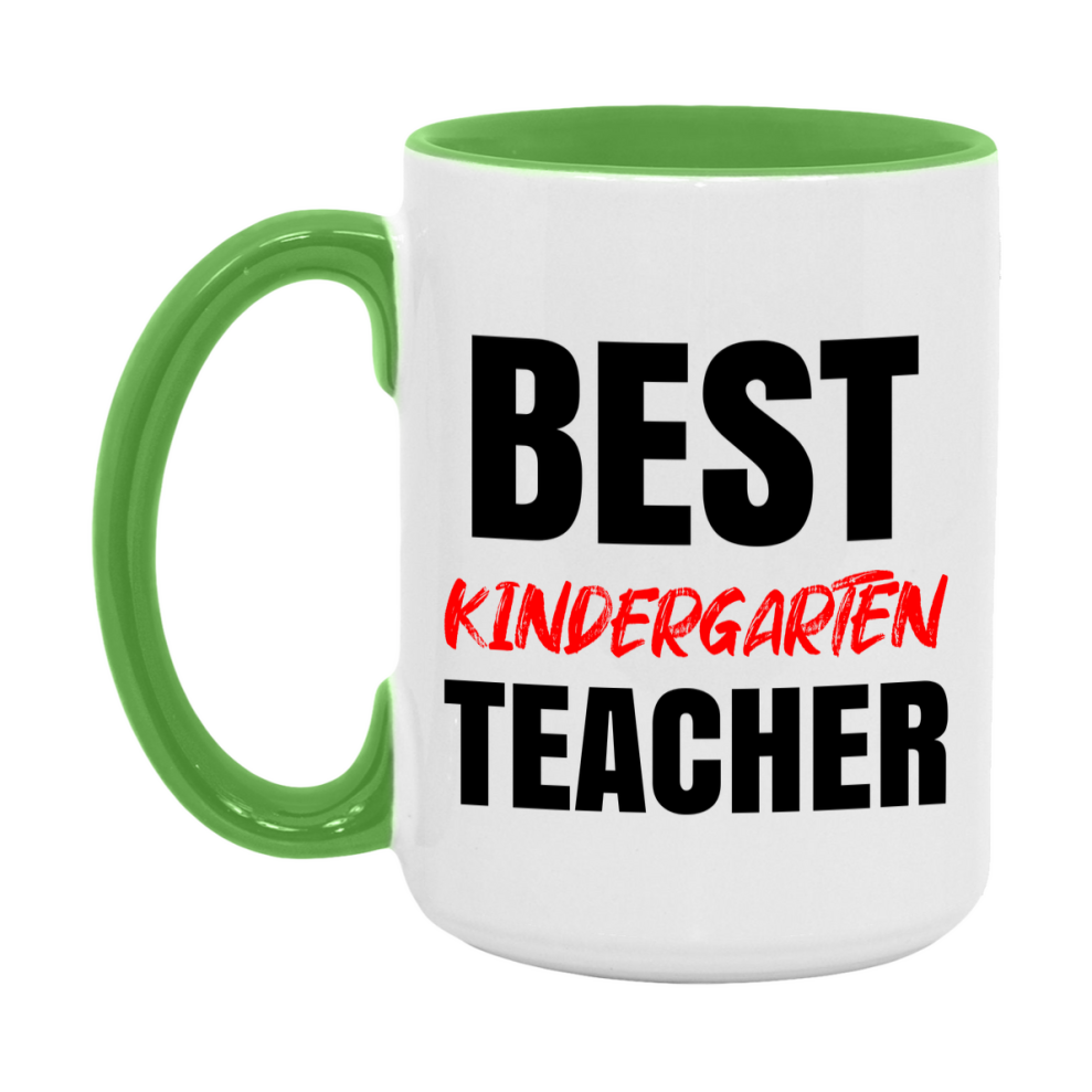 Teacher Superlative Mug, Best Kindergarten Teacher Gift, 11oz or 15oz White Ceramic Coffee Cup for Kindergarten Teacher