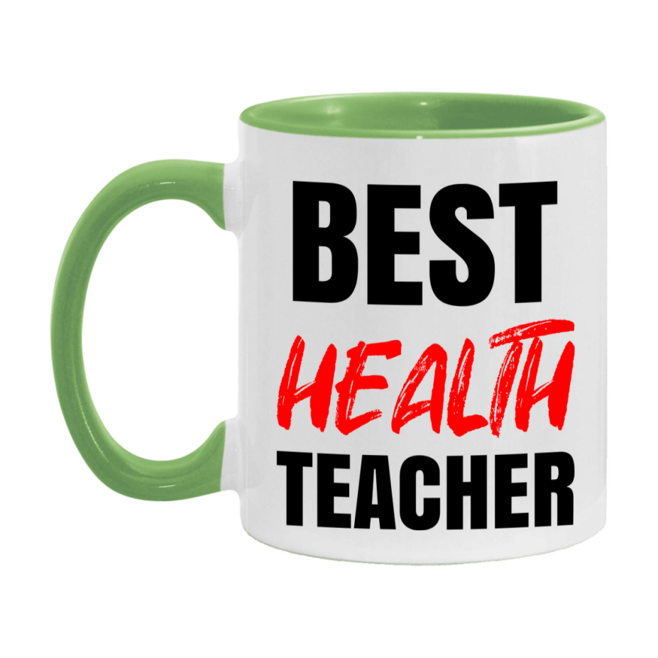 Teacher Superlative Mug, Best Health Teacher Gift, 11oz or 15oz White Ceramic Coffee Cup for Health Teacher