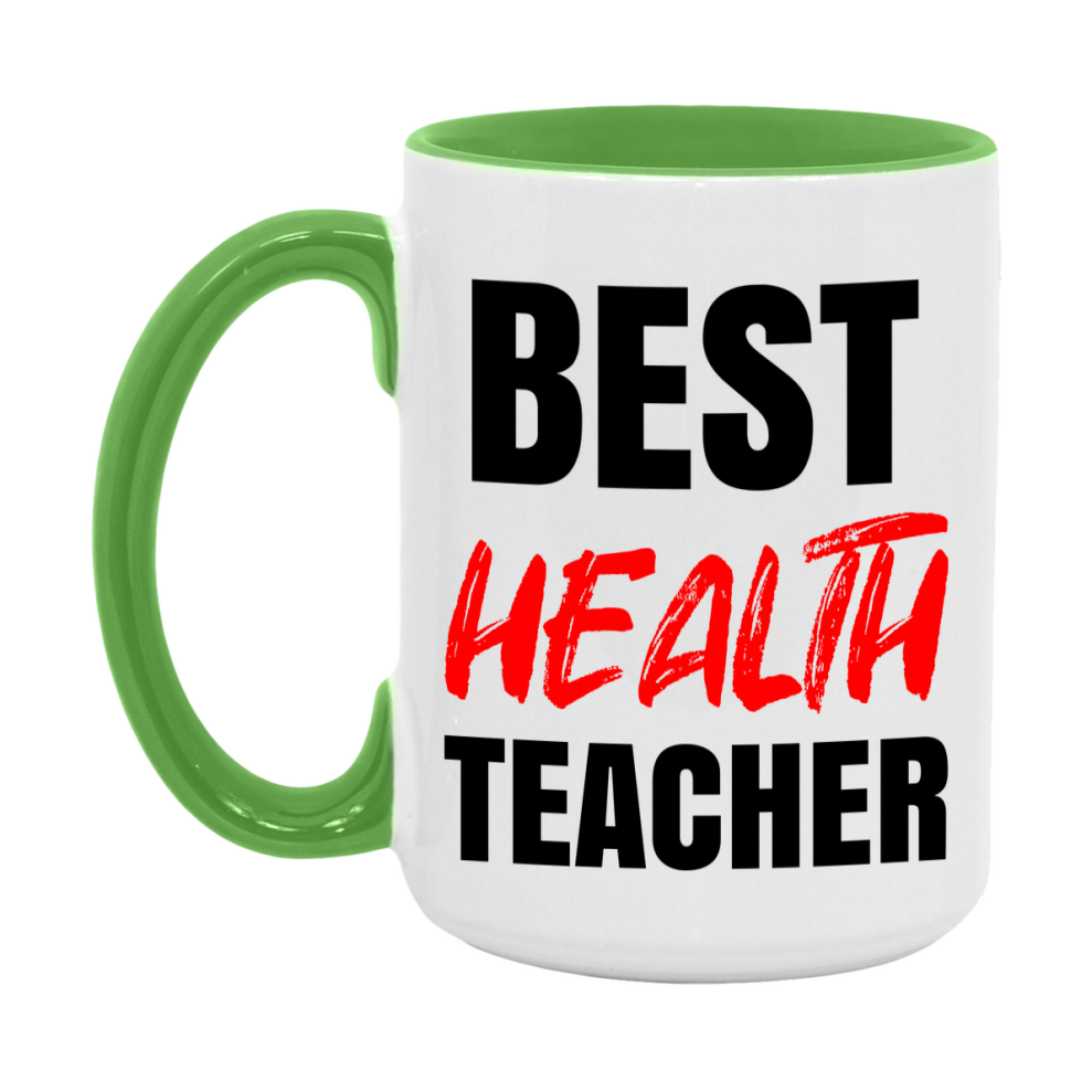 Teacher Superlative Mug, Best Health Teacher Gift, 11oz or 15oz White Ceramic Coffee Cup for Health Teacher