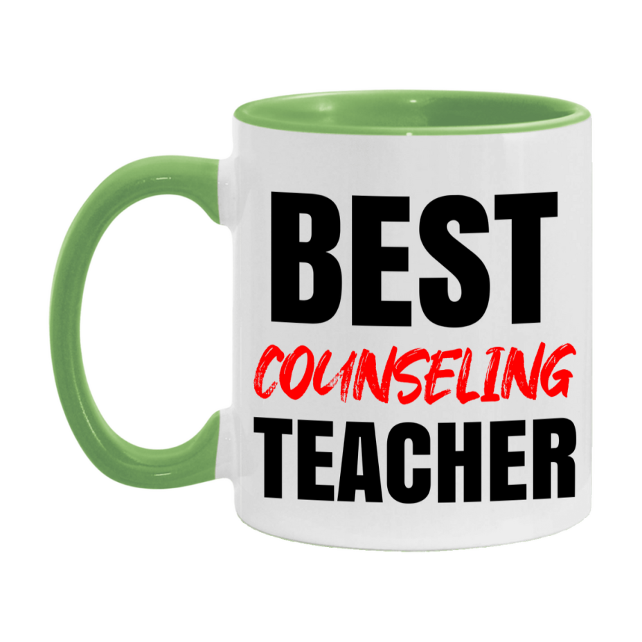 Teacher Superlative Mug, Best Counseling Teacher Gift, 11oz or 15oz White Ceramic Coffee Cup for Counseling Teacher