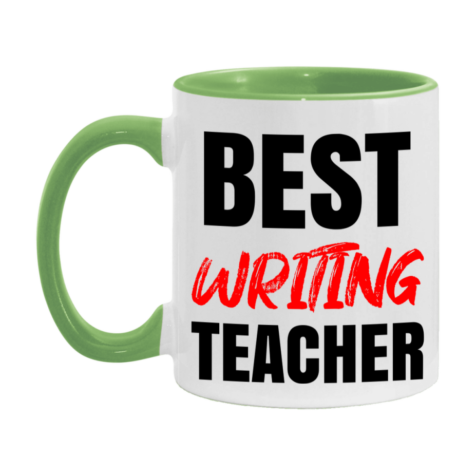 Teacher Superlative Mug, Best Writing Teacher Gift, 11oz or 15oz White Ceramic Coffee Cup for Writing Teacher