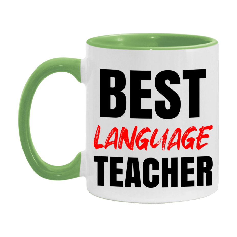 Teacher Superlative Mug, Best Language Teacher Gift, 11oz or 15oz White Ceramic Coffee Cup for Language Teacher