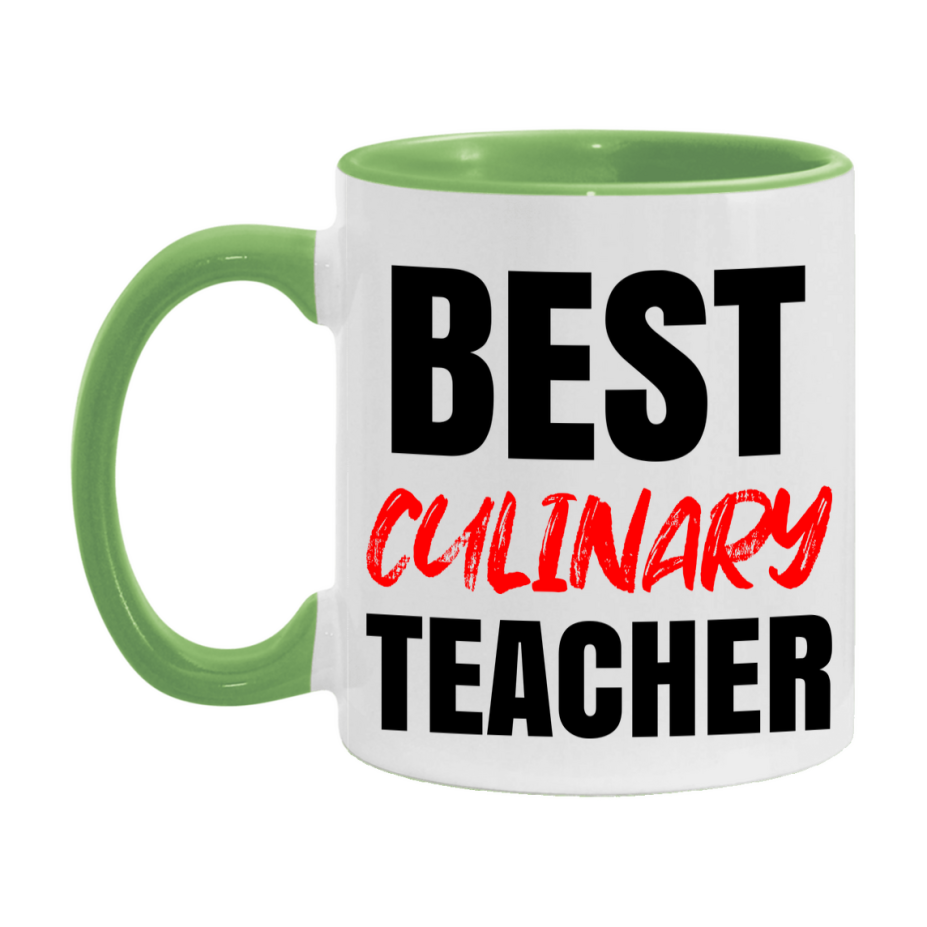 Teacher Superlative Mug, Best Culinary Teacher Gift, 11oz or 15oz White Ceramic Coffee Cup for Culinary Teacher