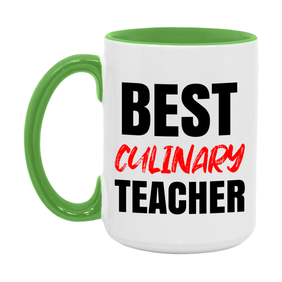 Teacher Superlative Mug, Best Culinary Teacher Gift, 11oz or 15oz White Ceramic Coffee Cup for Culinary Teacher