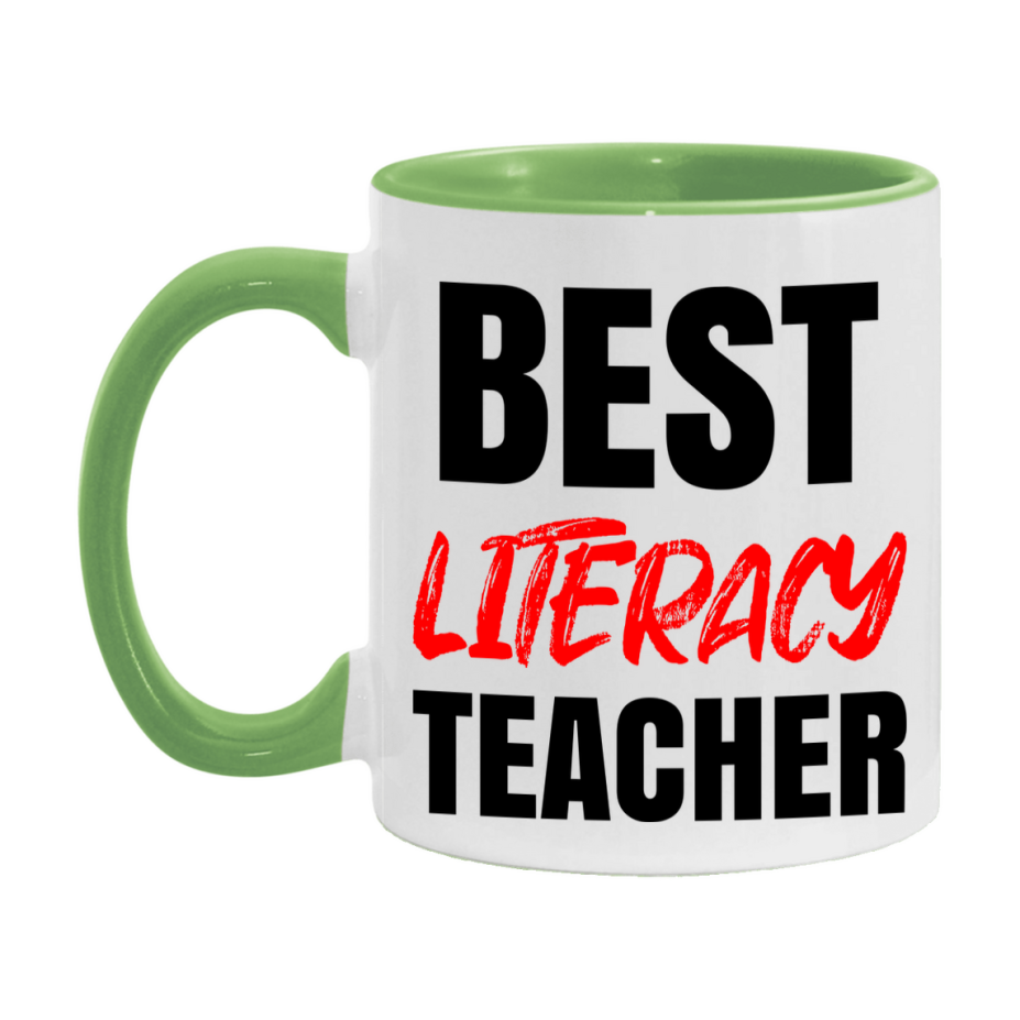 Teacher Superlative Mug, Best Literacy Teacher Gift, 11oz or 15oz White Ceramic Coffee Cup for Literacy Teacher