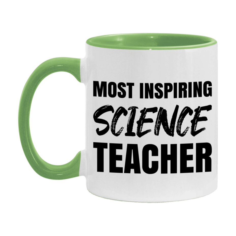 Teacher Superlative Mug, Most Inspiring Science Teacher Gift, 11oz or 15oz White Ceramic Coffee Cup, Gift for Science Teacher