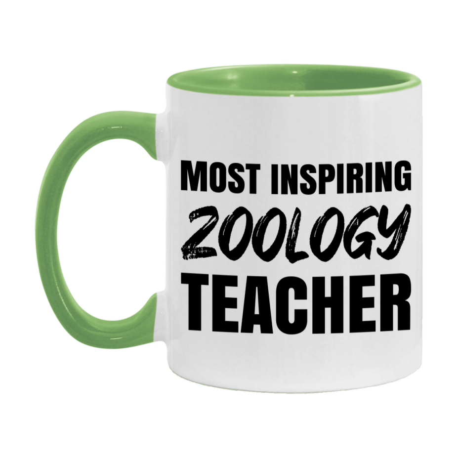 Teacher Superlative Mug, Most Inspiring Zoology Teacher Gift, 11oz or 15oz White Ceramic Coffee Cup, Gift for Zoology Teacher