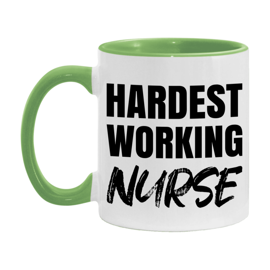 Nurse Superlative Mug, Hardest Working Nurse, 11oz or 15oz Ceramic Coffee Mug, Double-Sided Cup, Gift for Nurse, Coworker Gift, Boss Gift