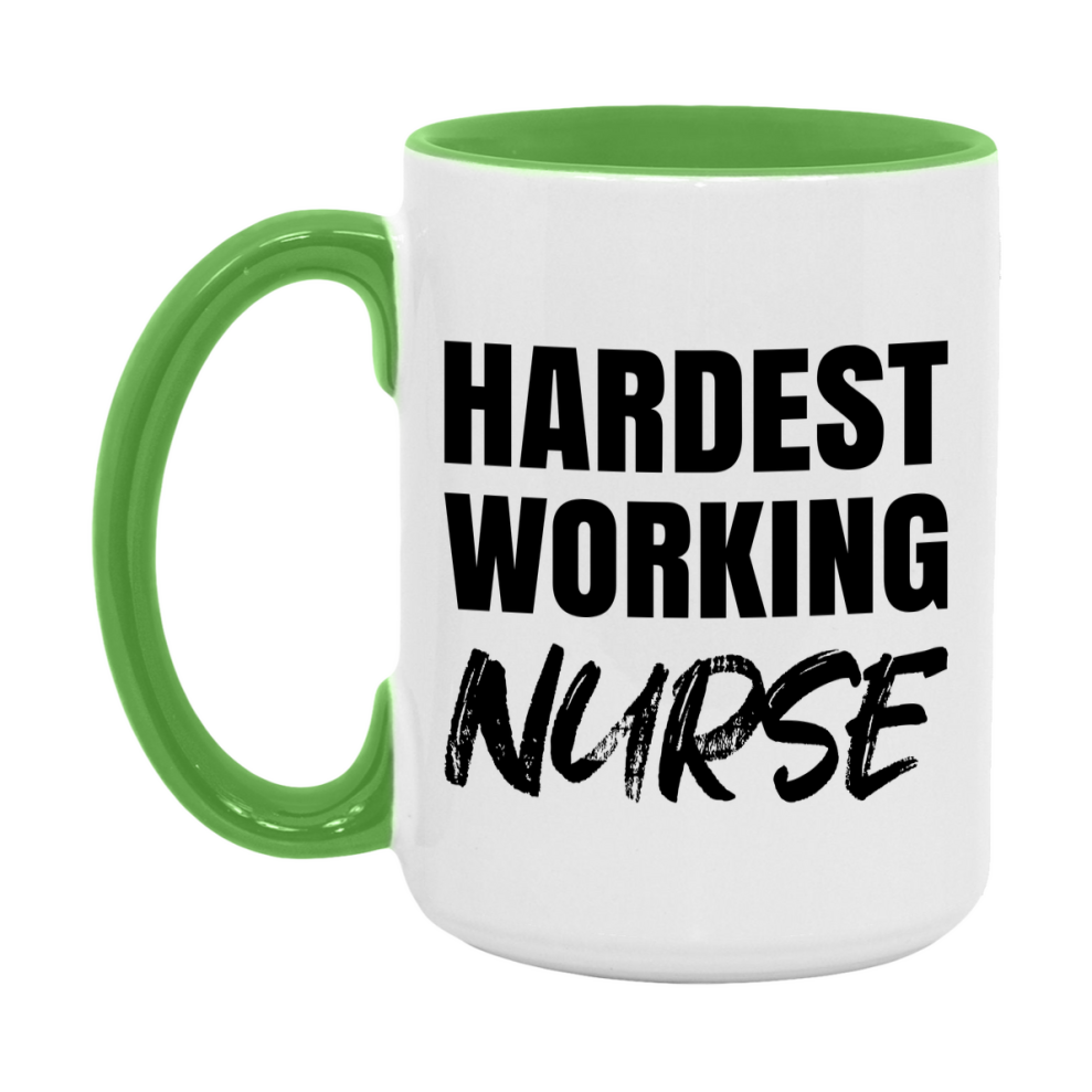 Nurse Superlative Mug, Hardest Working Nurse, 11oz or 15oz Ceramic Coffee Mug, Double-Sided Cup, Gift for Nurse, Coworker Gift, Boss Gift