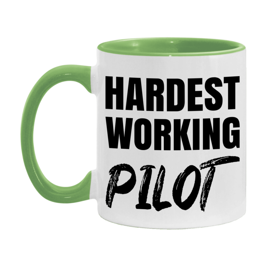 Pilot Superlative Mug, Hardest Working Pilot, 11oz or 15oz Ceramic Coffee Mug, Double-Sided Cup, Gift for Pilot, Coworker Gift, Boss Gift
