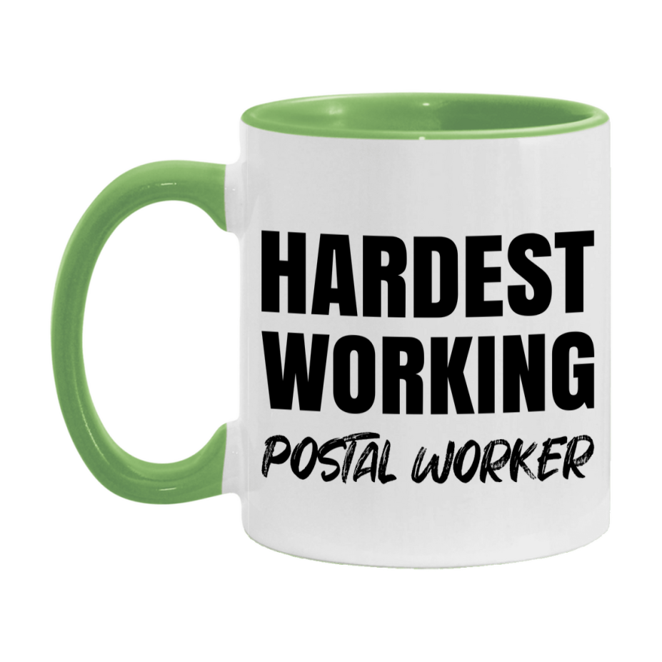 Postal Worker Superlative Mug, Hardest Working Postal Worker, 11oz or 15oz Ceramic Coffee Mug, Double-Sided Cup, Gift for Postal Worker, Coworker Gift, Boss Gift