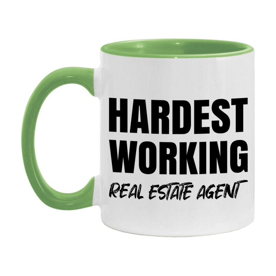 Real Estate Agent Superlative Mug, Hardest Working Real Estate Agent, 11oz or 15oz Ceramic Coffee Mug, Double-Sided Cup, Gift for Real Estate Agent, Coworker Gift, Boss Gift