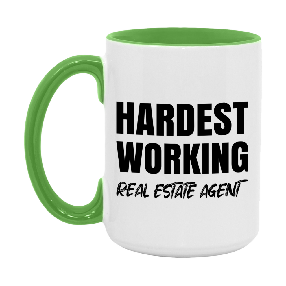 Real Estate Agent Superlative Mug, Hardest Working Real Estate Agent, 11oz or 15oz Ceramic Coffee Mug, Double-Sided Cup, Gift for Real Estate Agent, Coworker Gift, Boss Gift