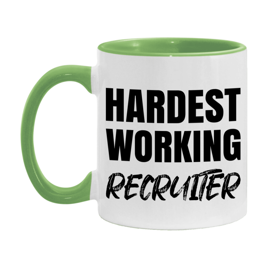 Recruiter Superlative Mug, Hardest Working Recruiter, 11oz or 15oz Ceramic Coffee Mug, Double-Sided Cup, Gift for Recruiter, Coworker Gift, Boss Gift