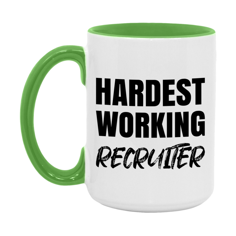 Recruiter Superlative Mug, Hardest Working Recruiter, 11oz or 15oz Ceramic Coffee Mug, Double-Sided Cup, Gift for Recruiter, Coworker Gift, Boss Gift