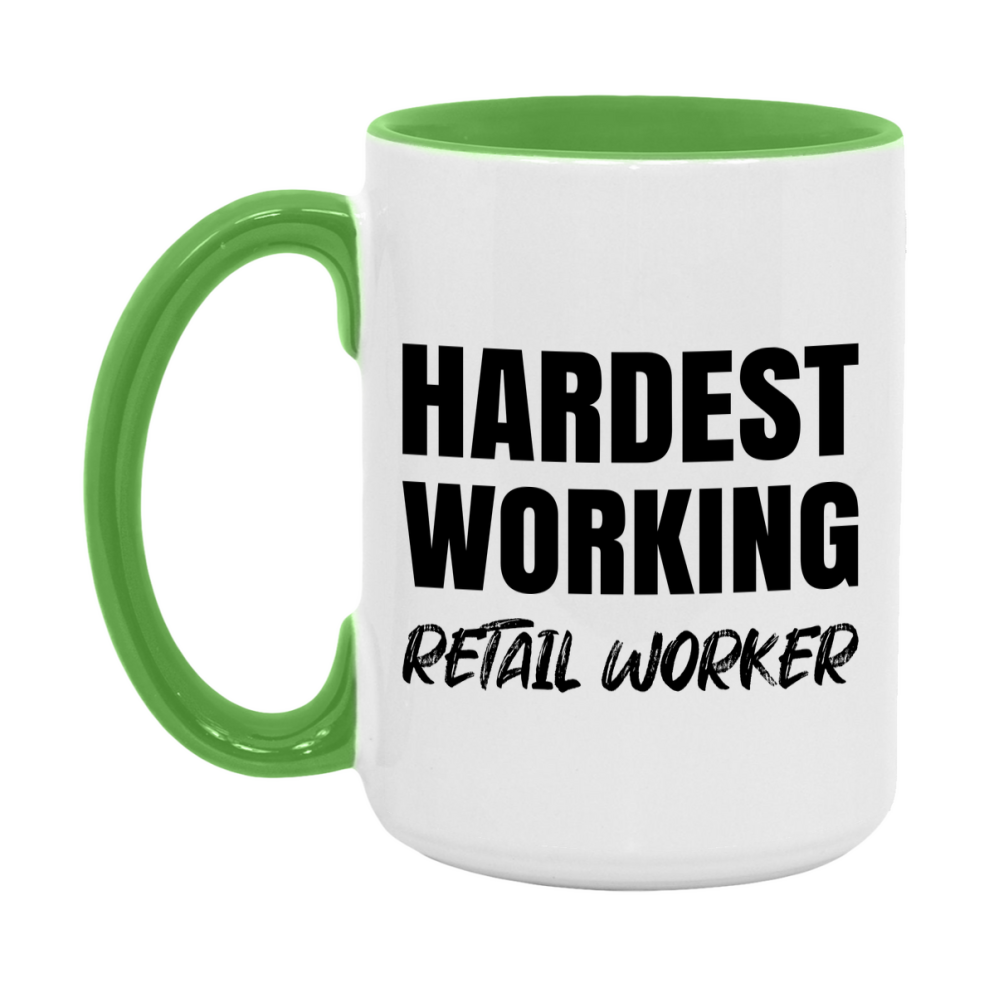 Retail Worker Superlative Mug, Hardest Working Retail Worker, 11oz or 15oz Ceramic Coffee Mug, Double-Sided Cup, Gift for Retail Worker, Coworker Gift, Boss Gift