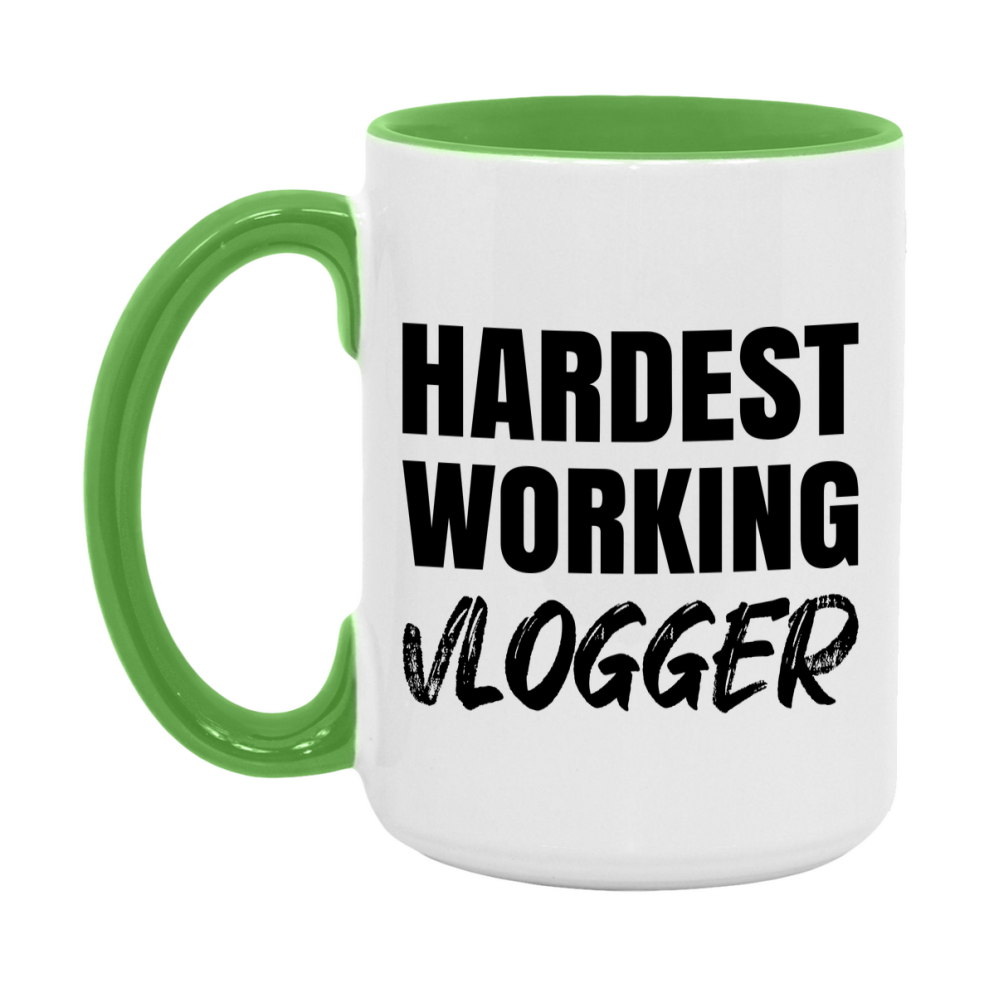 Vlogger Superlative Mug, Hardest Working Vlogger, 11oz or 15oz Ceramic Coffee Mug, Double-Sided Cup, Gift for Vlogger, Coworker Gift, Boss Gift