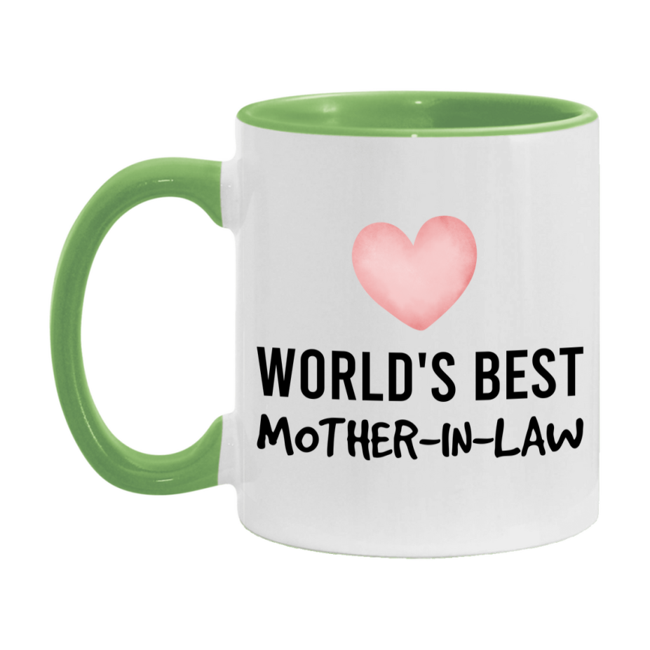 World's Best Mother-In-Law Mug, Mother-In-Law Superlative Coffee Mug, 11oz or 15oz Ceramic Cup, Gift for Mother-In-Law