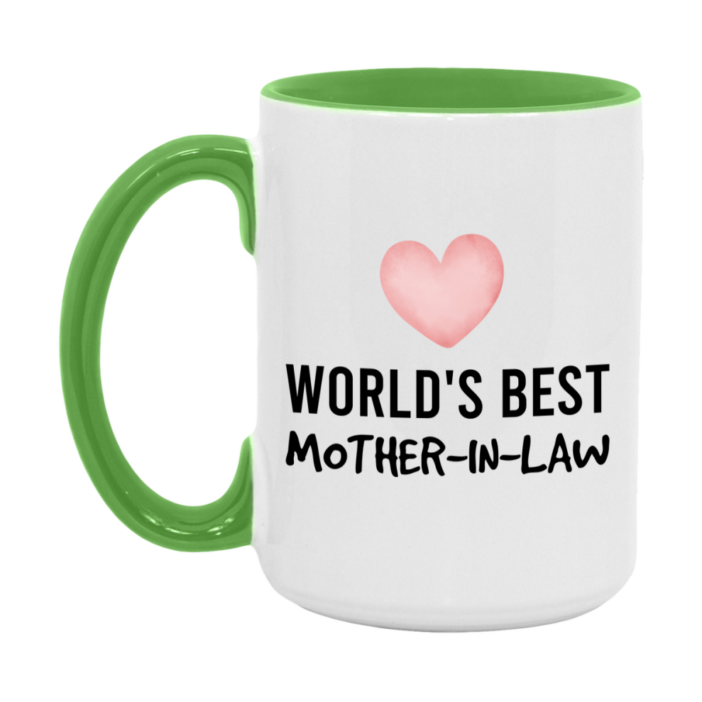 World's Best Mother-In-Law Mug, Mother-In-Law Superlative Coffee Mug, 11oz or 15oz Ceramic Cup, Gift for Mother-In-Law