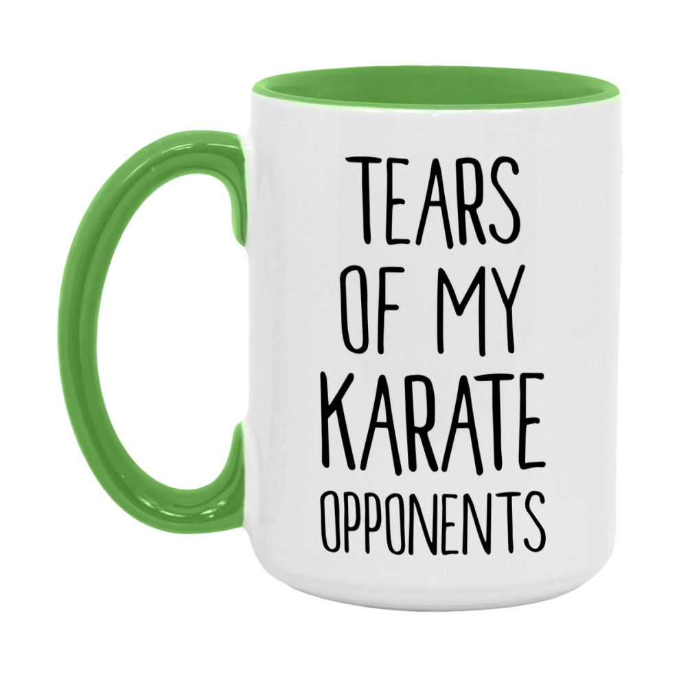 Funny Karate Mug, Tears Of My Karate Opponents, 11oz or 15oz White Ceramic Coffee Cup Gift for Karate Lovers