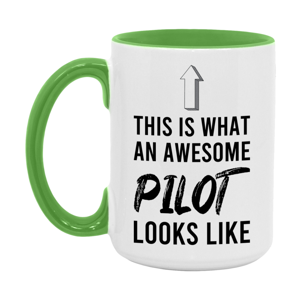 Funny Pilot Mug - This Is What An Awesome Pilot Looks Like - 11oz or 15oz Ceramic Coffee Cup - Novelty Gift for Pilot Professionals