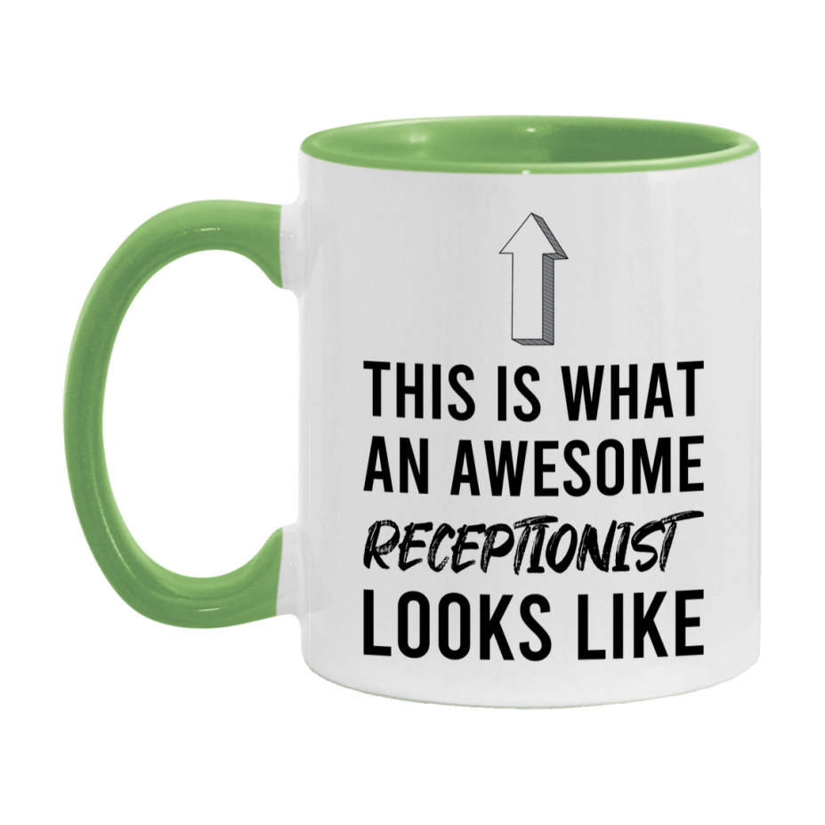 Funny Receptionist Mug - This Is What An Awesome Receptionist Looks Like - 11oz or 15oz Ceramic Coffee Cup - Novelty Gift for Receptionist Professionals