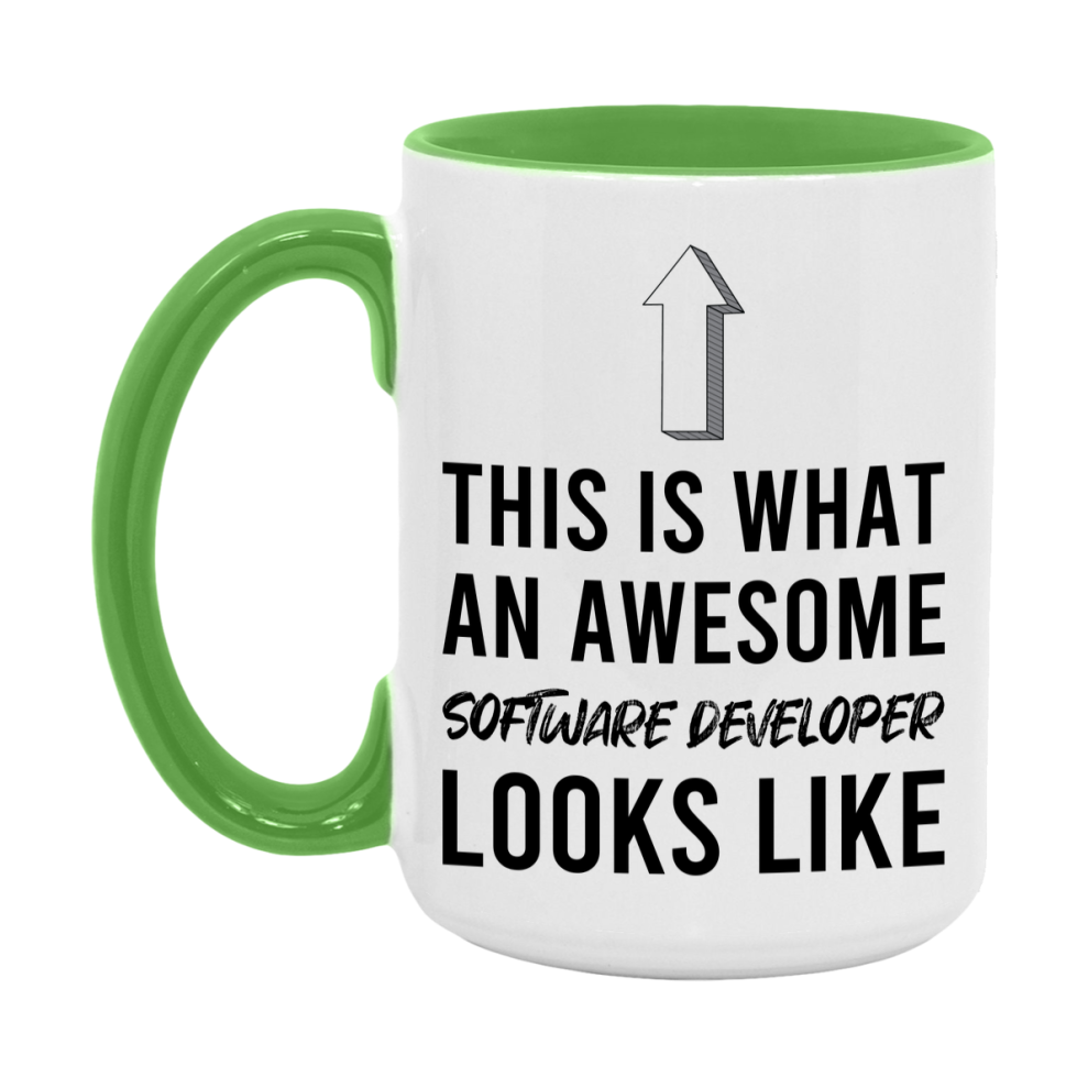 Funny Software Developer Mug - This Is What An Awesome Software Developer Looks Like - 11oz or 15oz Ceramic Coffee Cup - Novelty Gift for Software Developer Professionals