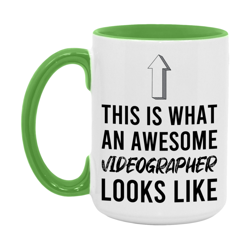 Funny Videographer Mug - This Is What An Awesome Videographer Looks Like - 11oz or 15oz Ceramic Coffee Cup - Novelty Gift for Videographer Professionals
