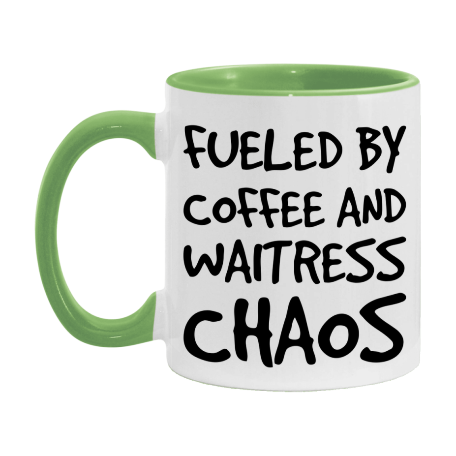 Fueled By Coffee And Waitress Chaos Mug - 11Oz Or 15Oz