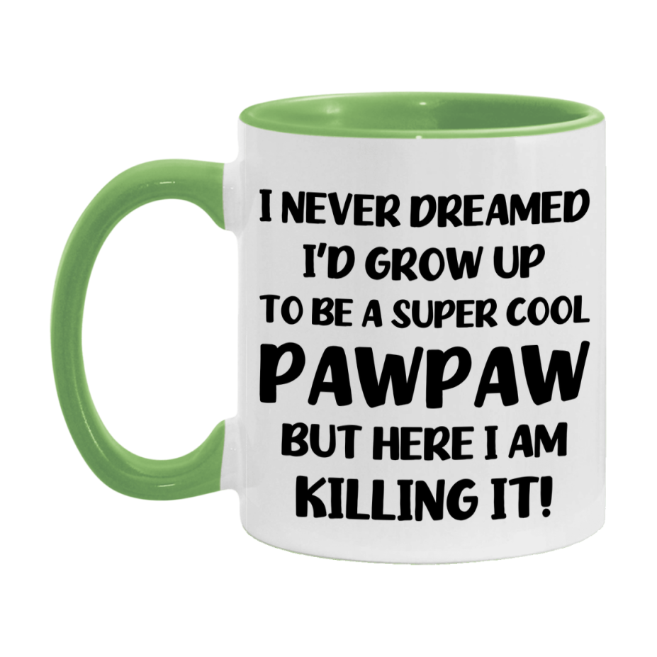 Funny Pawpaw Mug - "I Never Dreamed I'd Grow Up To Be A Super Cool Pawpaw" - White Ceramic Coffee Cup (11Oz Or 15Oz