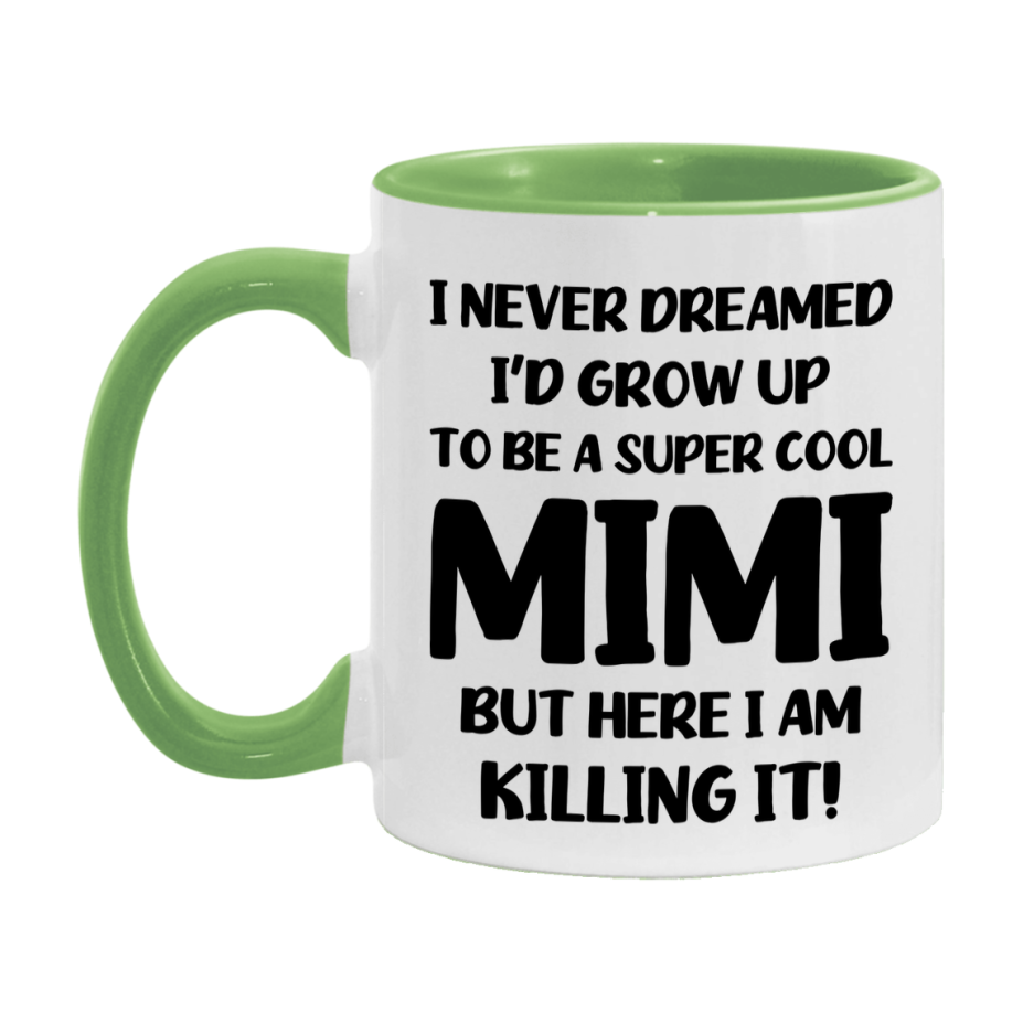 Funny Mimi Mug - "I Never Dreamed I'd Grow Up To Be A Super Cool Mimi" - White Ceramic Coffee Cup (11Oz Or 15Oz