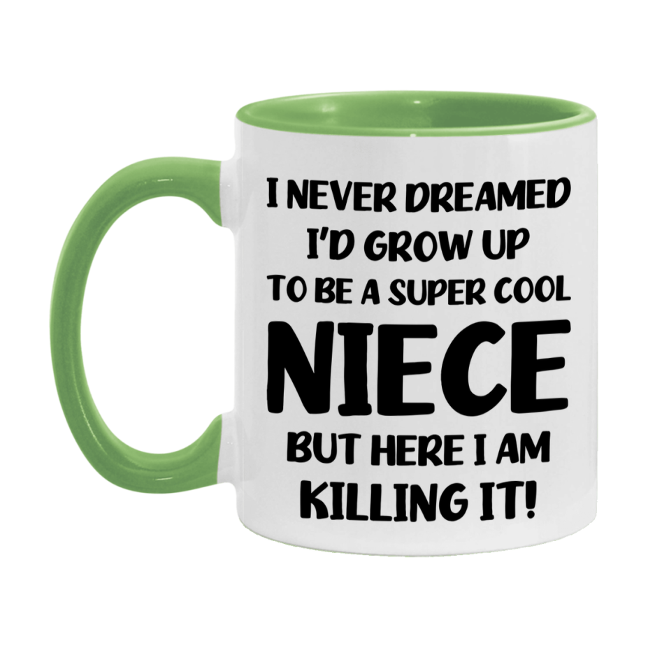 Funny Niece Mug - "I Never Dreamed I'd Grow Up To Be A Super Cool Niece" - White Ceramic Coffee Cup (11Oz Or 15Oz