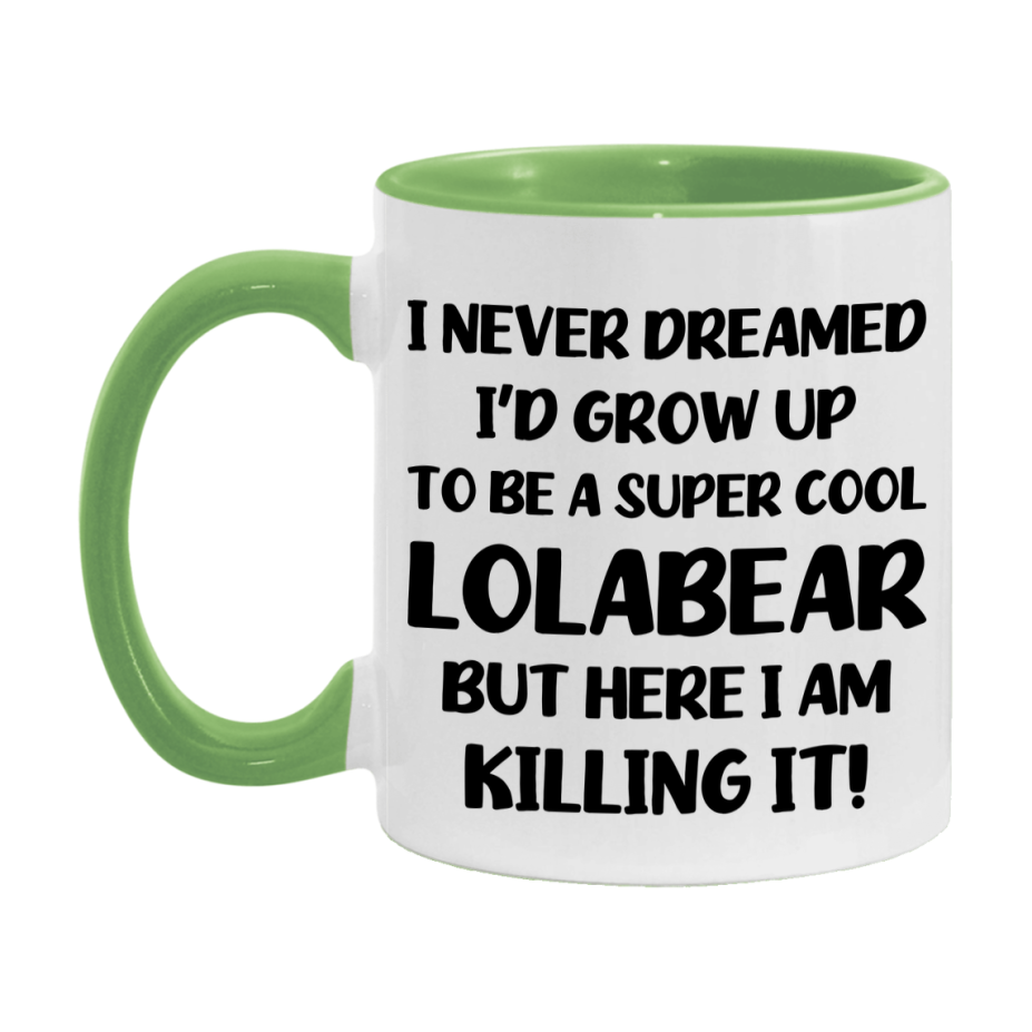 Funny Lolabear Mug - "I Never Dreamed I'd Grow Up To Be A Super Cool Lolabear" - White Ceramic Coffee Cup (11Oz Or 15Oz
