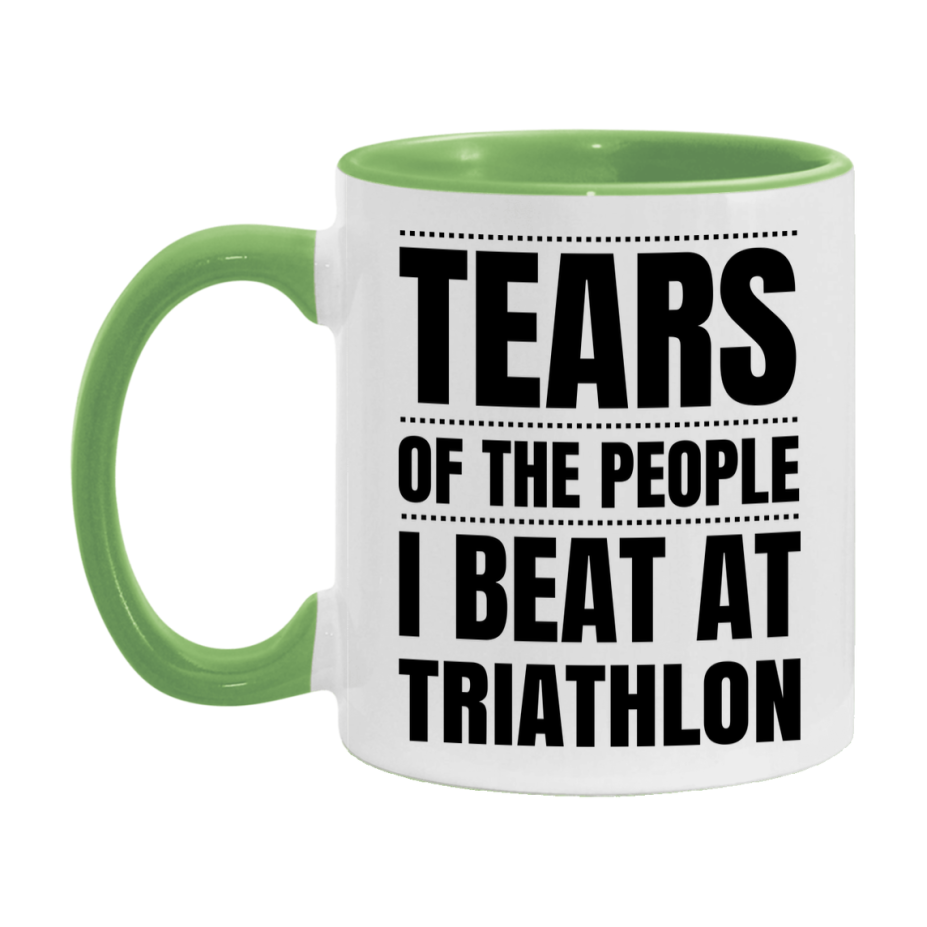 Funny Triathlon Mug - "Tears Of The People I Beat At Triathlon" - 11Oz Or 15Oz Ceramic Coffee Cup