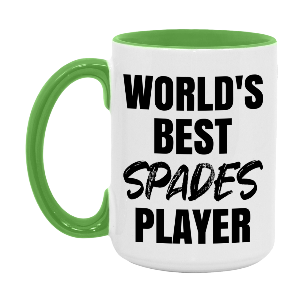 World's Best Spades Player Mug, Funny Card Game Player Gift, 11Oz Or 15Oz White Ceramic Mug