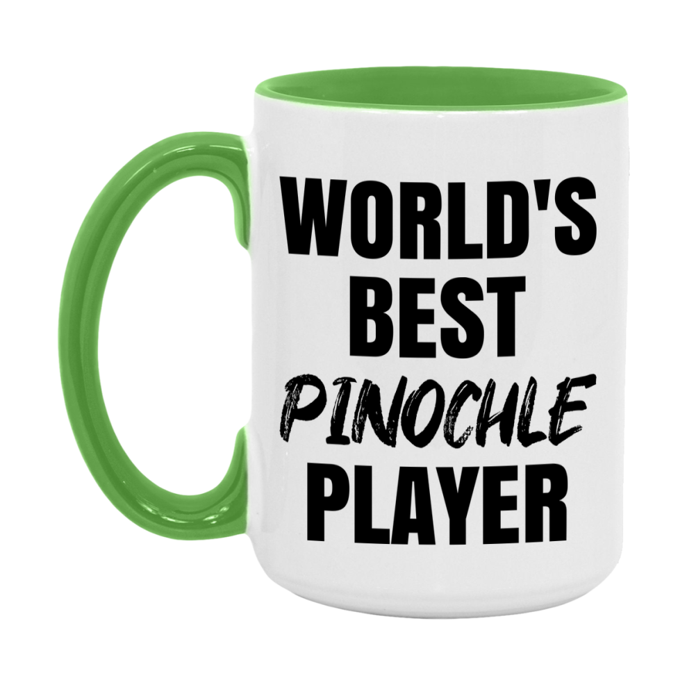 World's Best Pinochle Player Mug, Funny Card Game Player Gift, 11Oz Or 15Oz White Ceramic Mug