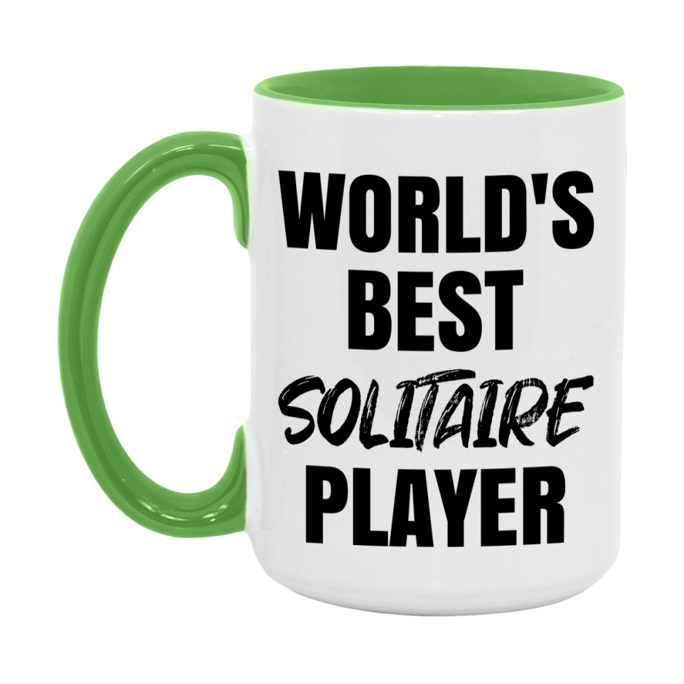 World's Best Solitaire Player Mug, Funny Card Game Player Gift, 11Oz Or 15Oz White Ceramic Mug