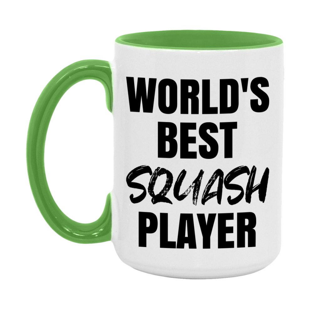 World's Best Squash Player Mug, Double-Sided 11Oz Or 15Oz Coffee Cup