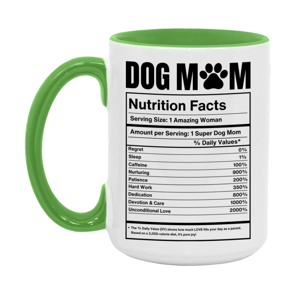 Dog Mom Nutrition Facts Mug, 11Oz Or 15Oz Double-Sided Coffee Cup