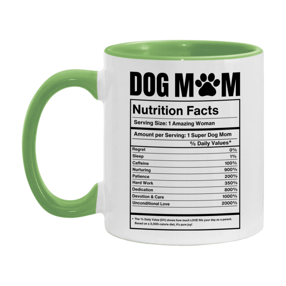 Dog Mom Nutrition Facts Mug, 11Oz Or 15Oz Double-Sided Coffee Cup