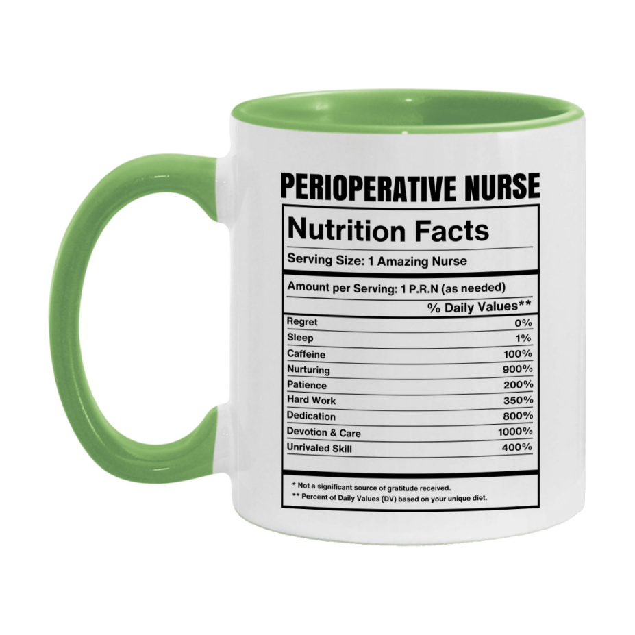 Perioperative Nurse Coffee Mug, Perioperative Nurse Nutrition Facts, 11Oz Or 15Oz Ceramic Cup