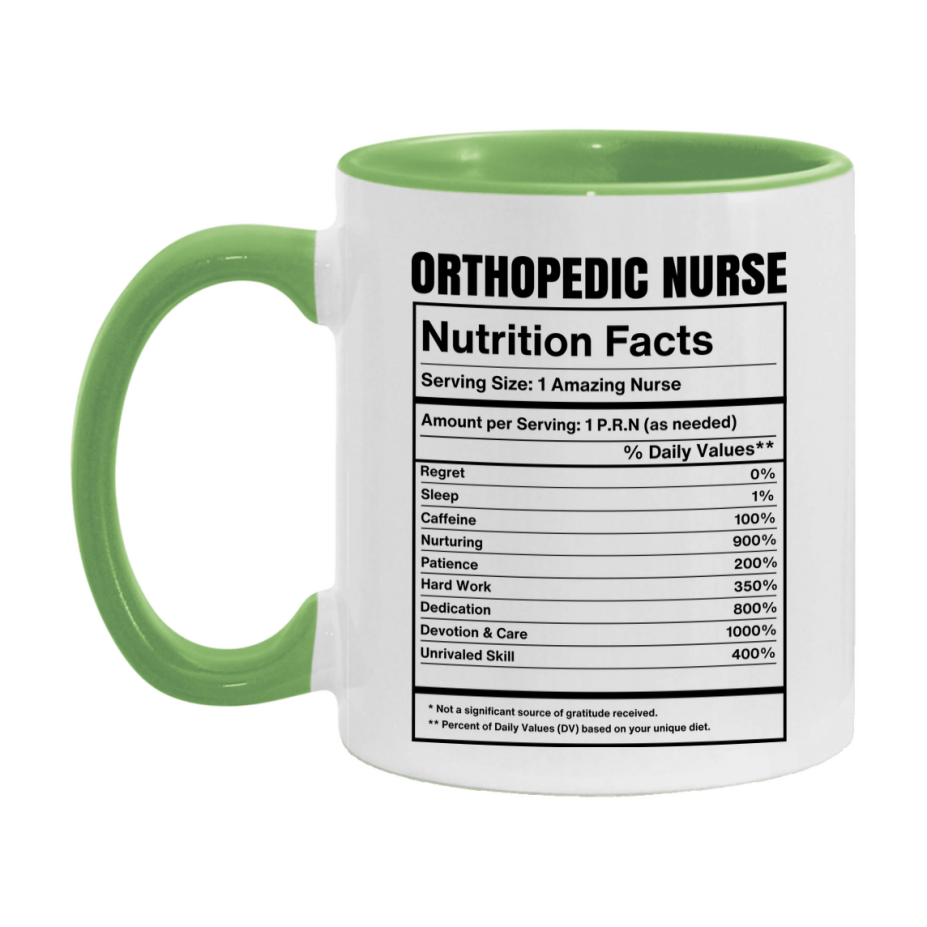 Orthopedic Nurse Coffee Mug, Orthopedic Nurse Nutrition Facts, 11Oz Or 15Oz Ceramic Cup