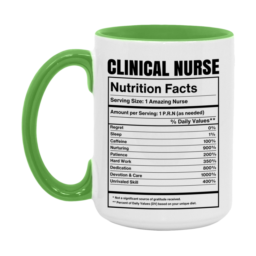 Clinical Nurse Coffee Mug, Clinical Nurse Nutrition Facts, 11Oz Or 15Oz Ceramic Cup
