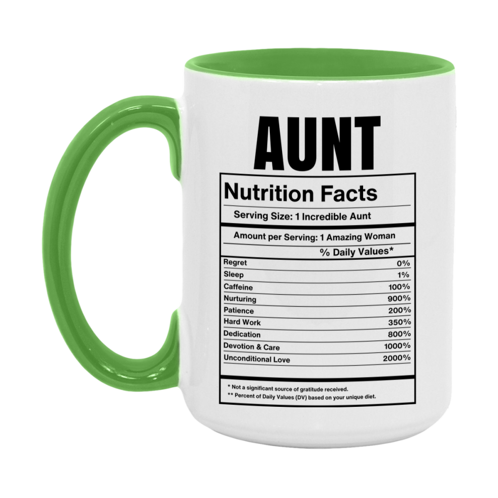 Auntie Coffee Mug, Aunt Nutrition Facts, Funny Gift From Niece To Aunt