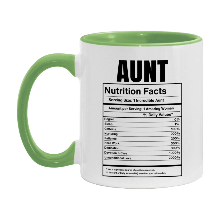 Auntie Coffee Mug, Aunt Nutrition Facts, Funny Gift From Niece To Aunt