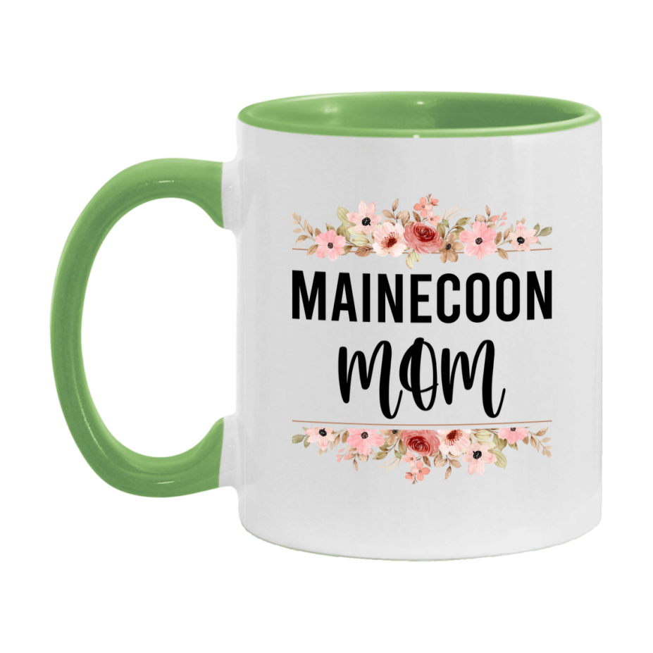 Mainecoon Cat Mom Mug, Floral Cat Mug For Mom, 11Oz Or 15Oz Coffee Cup