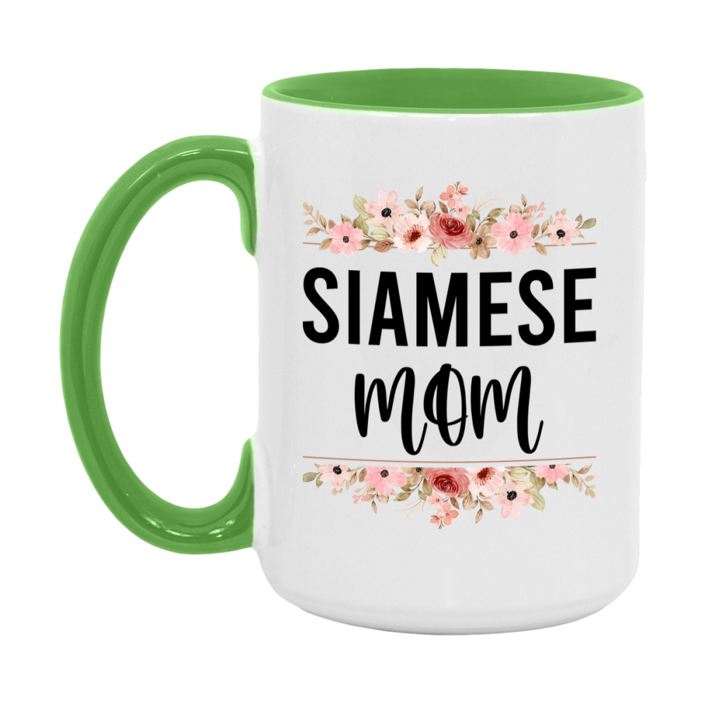 Siamese Cat Mom Mug, Floral Cat Mug For Mom, 11Oz Or 15Oz Coffee Cup