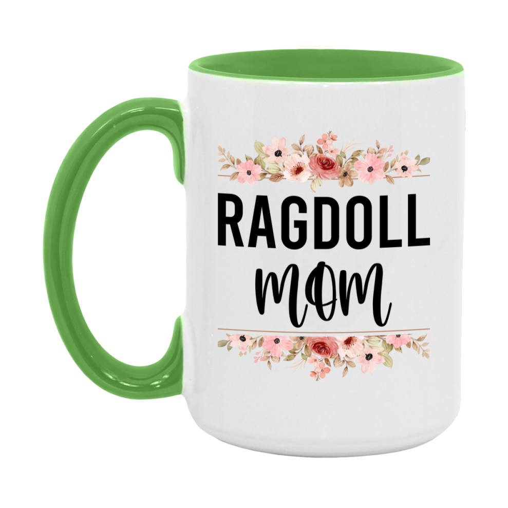 Ragdoll Cat Mom Mug, Floral Cat Mug For Mom, 11Oz Or 15Oz Coffee Cup
