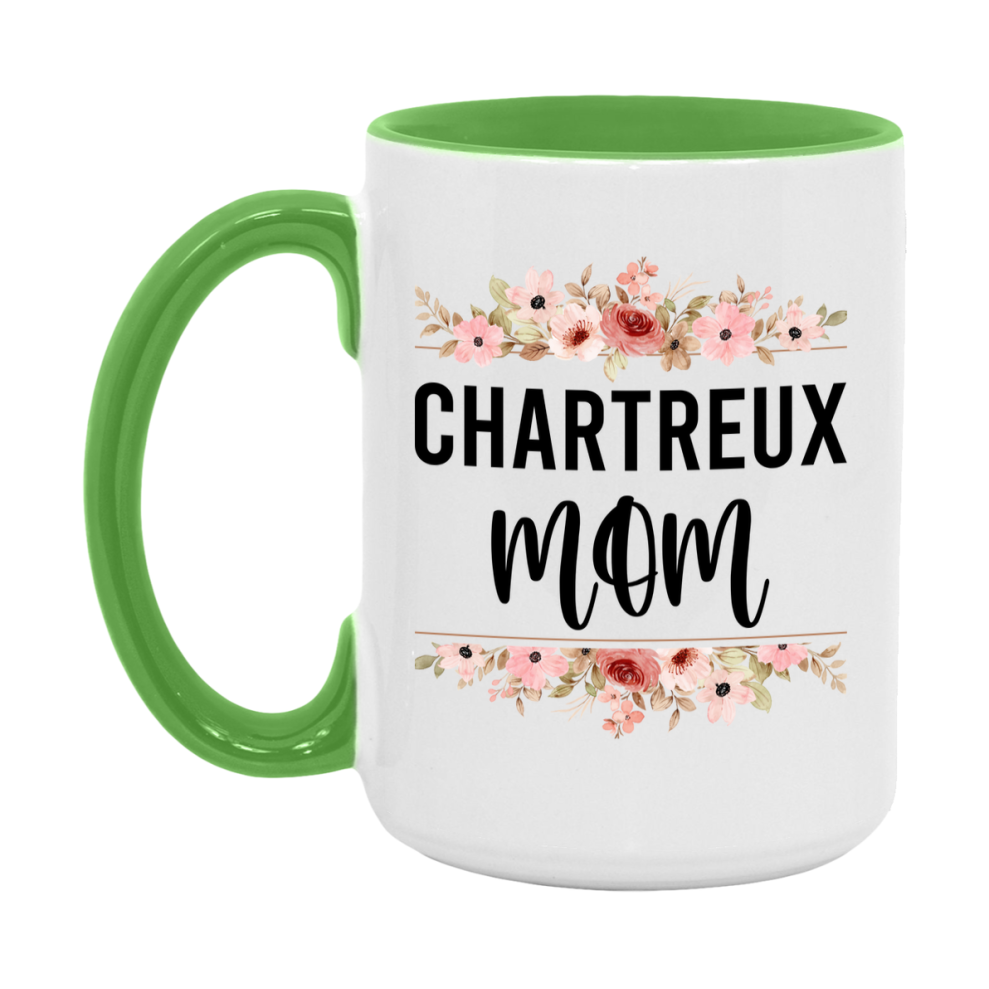 Chartreux Cat Mom Mug, Floral Cat Mug For Mom, 11Oz Or 15Oz Coffee Cup